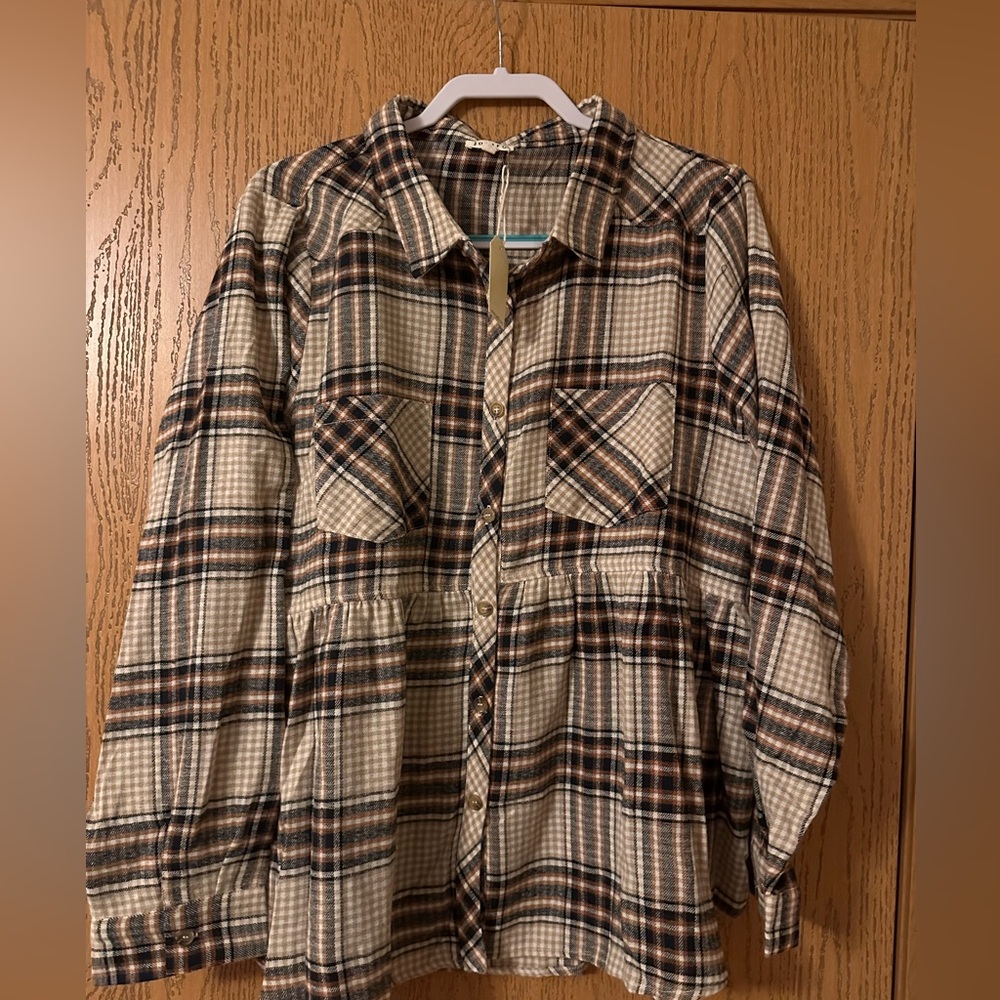 Jodifil Flannel Plaid Button-Up Shirt- NWT- 3X